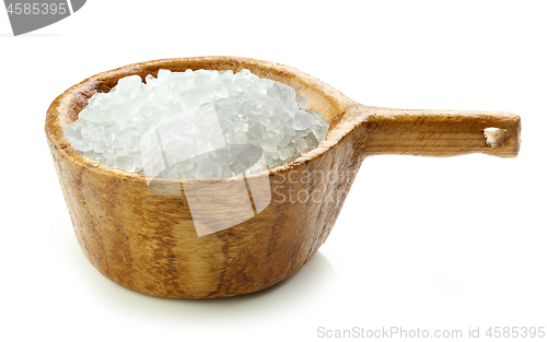 Image of sea salt in wooden bowl