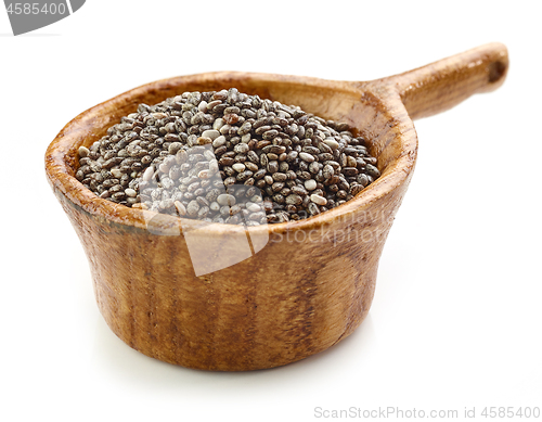 Image of chia seeds in wooden cup