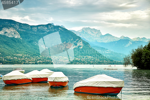 Image of Panoramic view of Lake Annecy in France