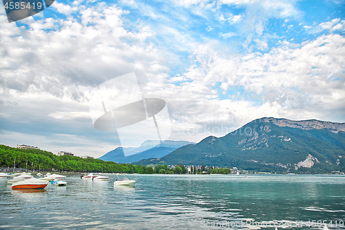 Image of Panoramic view of Lake Annecy in France