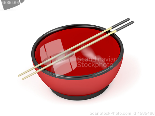 Image of Empty bowl and chopsticks