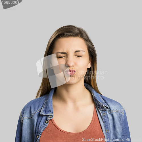 Image of Woman making pout