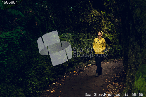 Image of Female traveler making a trek 