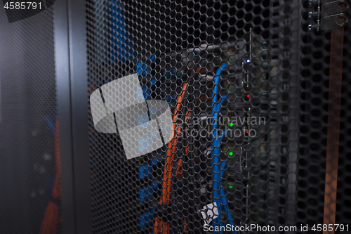 Image of closeup of a modern data center hardware