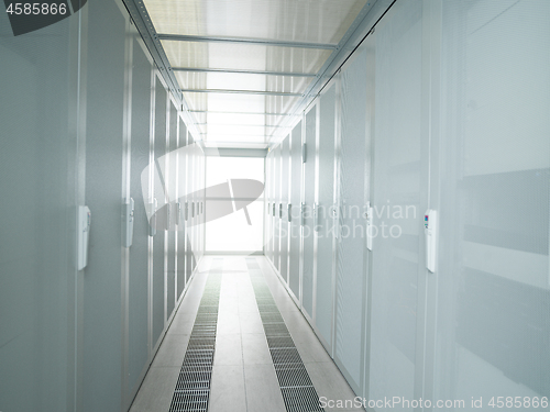 Image of modern server room with white servers