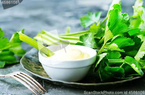 Image of celery with sauce