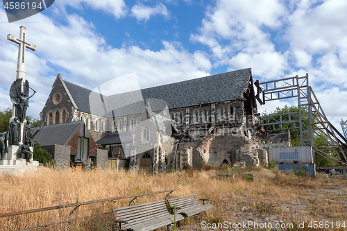 Image of ruined Cathedral in Christchurch