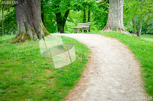 Image of lonely bench in the green