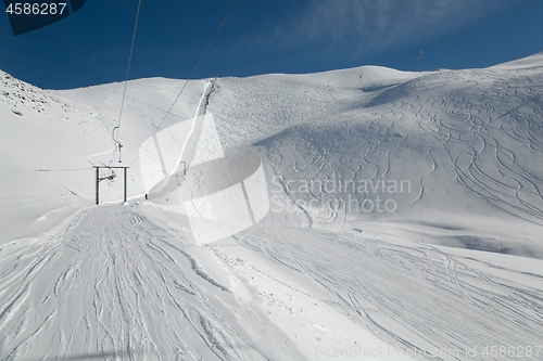 Image of Skiing slopes sunny weather