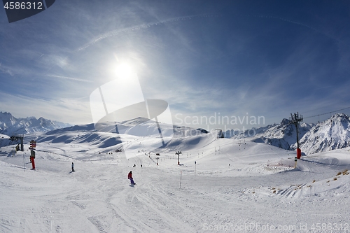 Image of Skiing slopes in the high mountains