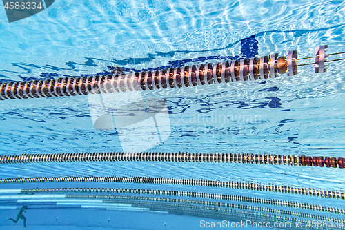 Image of Olympic Swimming pool under water background.