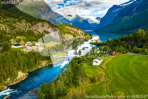 Image of lovatnet lake Beautiful Nature Norway.