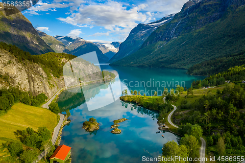 Image of lovatnet lake Beautiful Nature Norway.