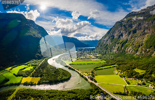 Image of Village of Sunndalsora lies at the mouth of the river Driva at t