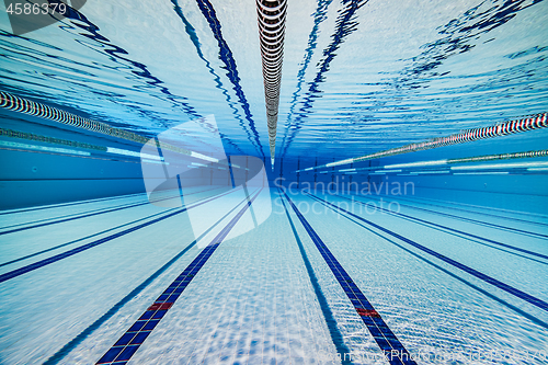 Image of Olympic Swimming pool under water background.