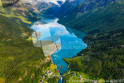 Image of lovatnet lake Beautiful Nature Norway.