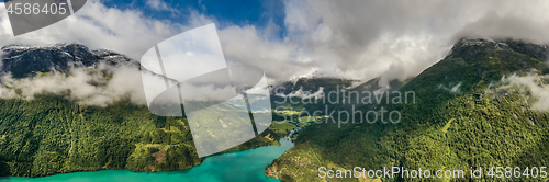 Image of Panorama lovatnet lake Beautiful Nature Norway.