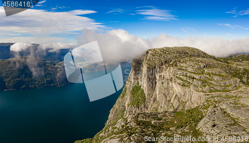 Image of Pulpit Rock Preikestolen Beautiful Nature Norway