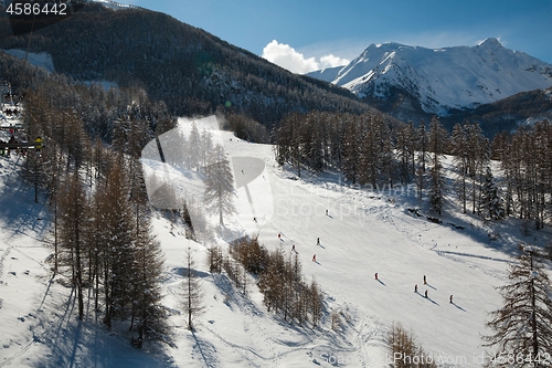 Image of Skiing slopes from the top