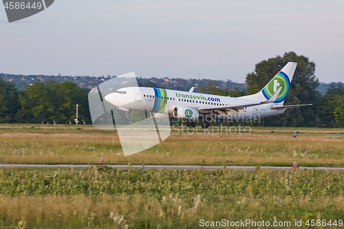 Image of Plane landing at an airport