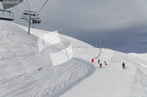 Image of Skiing slopes with skiers