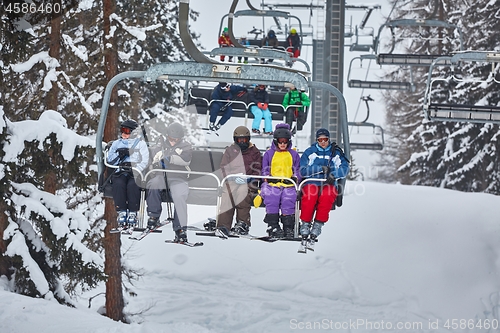 Image of Skiers on ski lift