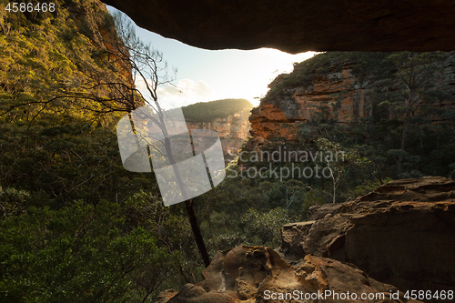 Image of Cave views through the zig zagging mountain gully