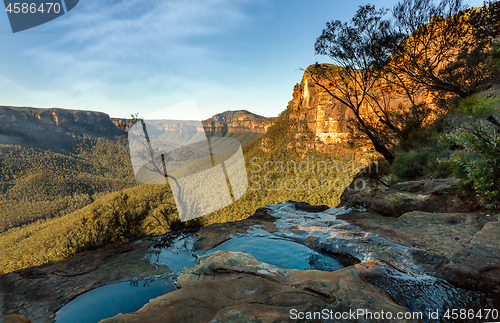 Image of Views at the end of the canyon where the creek falls over the cl