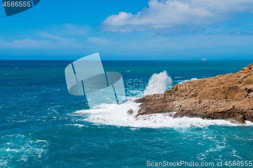 Image of Beautiful cerulean sea and the rock