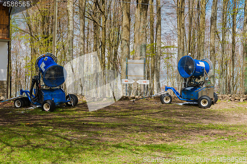 Image of Snow cannons at the european Alps