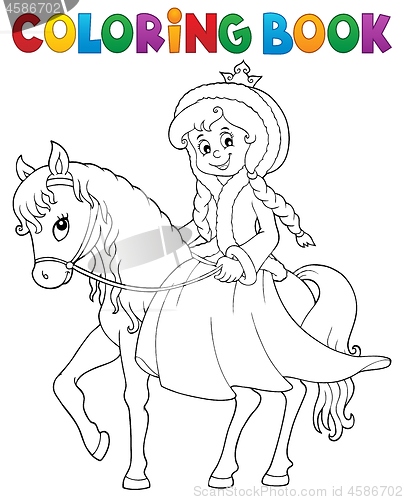 Image of Coloring book winter princess on horse