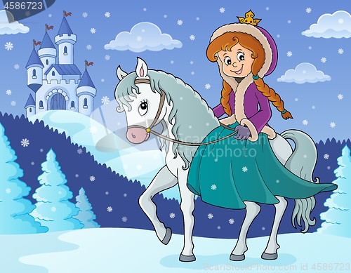 Image of Winter princess riding horse 2