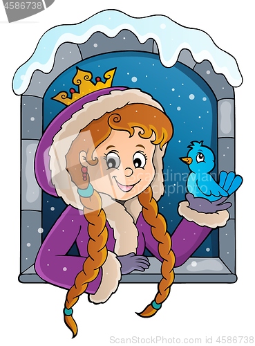 Image of Princess in winter window theme image 1