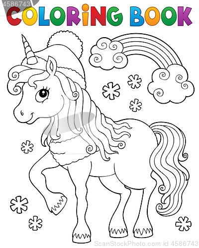 Image of Coloring book winter unicorn theme 1