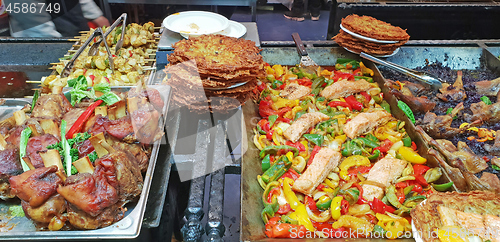 Image of Traditional Hungarian food festival on street market 