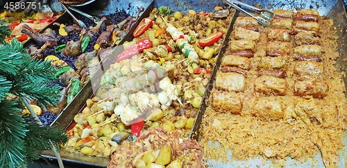 Image of Traditional Hungarian food festival on street market