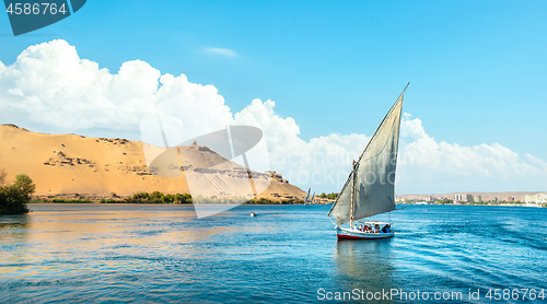 Image of Blue cloudy sky over Nile