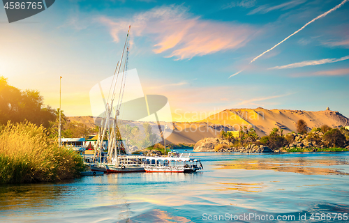 Image of Moored sailboats in Aswan