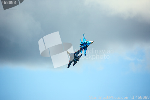 Image of Aerobatic group "Russian Knights". 