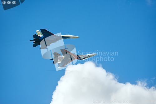 Image of Aerobatic group "Russian Knights". 