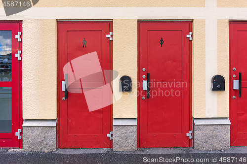 Image of Red Public Toilet