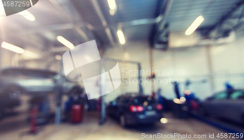 Image of car service station bokeh