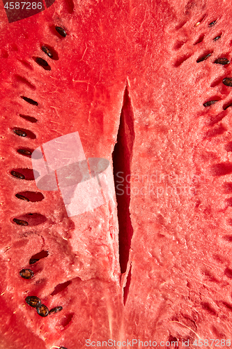 Image of Macro view of ripe juicy red water melon.