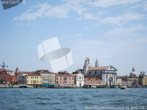 Image of Old historical buildings and churches - view from water.