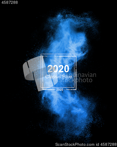 Image of Classic blue smoke of trend colour of the year 2020.