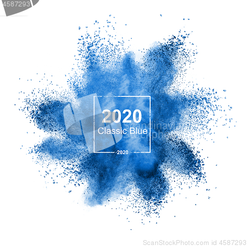 Image of Blue powder explosion in color of 2020.