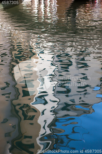 Image of Abstract reflection of old buildings in the water.