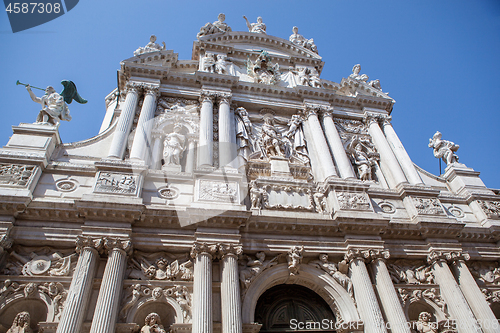 Image of Facade of historical building of Palace in Venice.