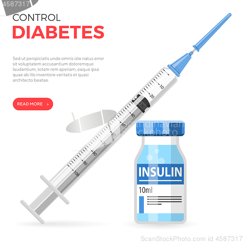 Image of Diabetes Insulin Syringe and Vial