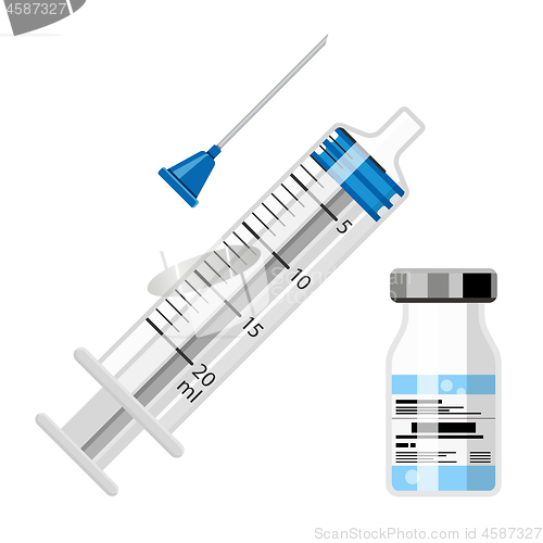 Image of Plastic Medical Syringe and Vial Icon